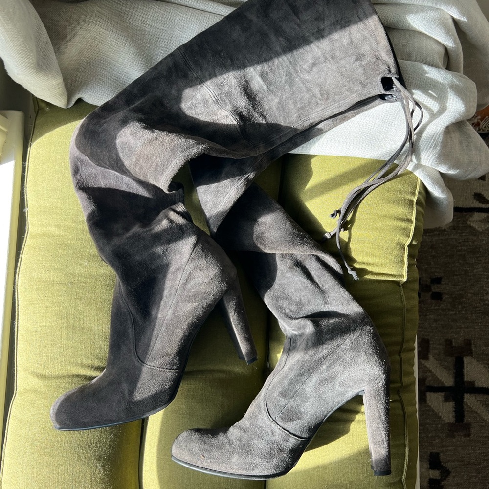 Stuart Weitzman Grey Suede Highland OTK Boot